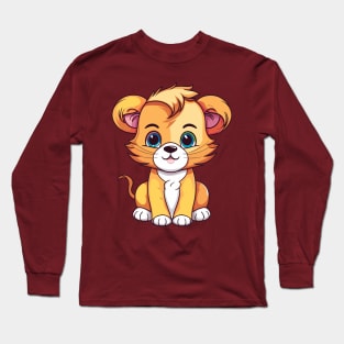 happy lion cartoon Long Sleeve T-Shirt